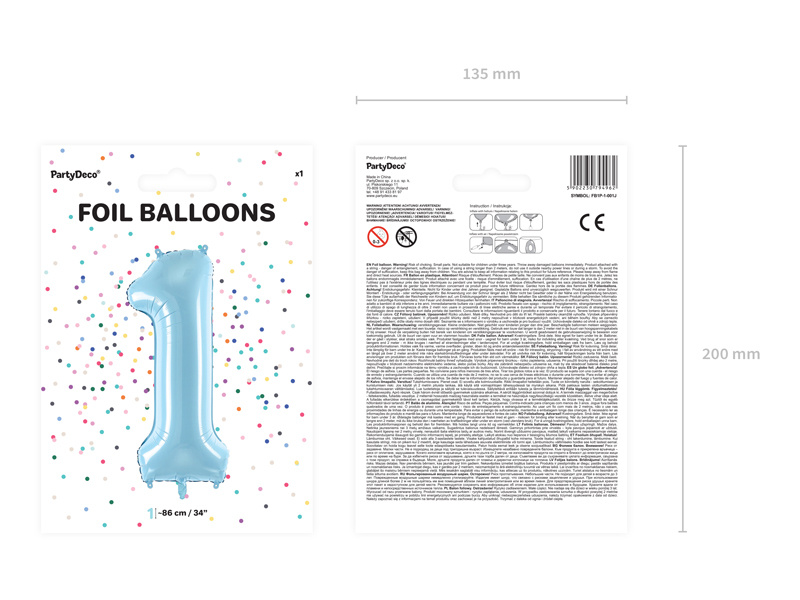 Balon cyfra 1 jasnoniebieski – szczegóły produktu