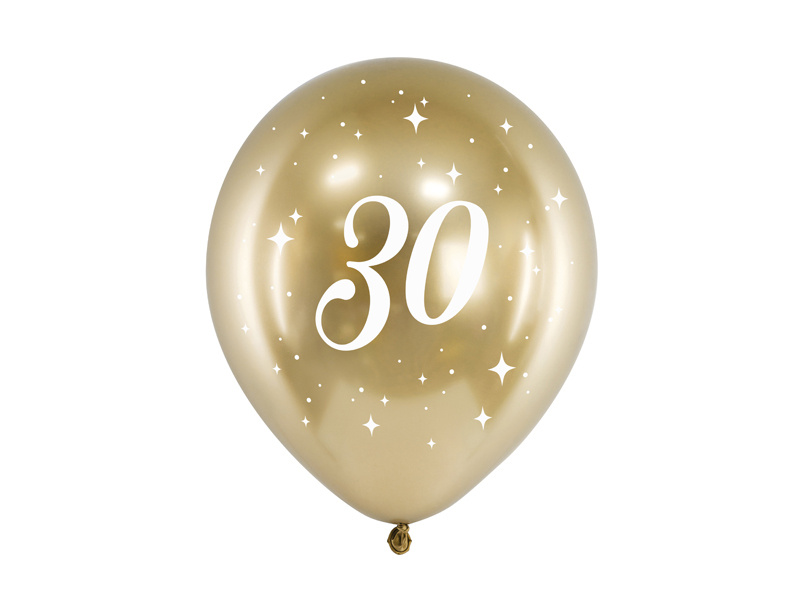 Balony Glossy 30cm złoty 1 op. 6 szt.