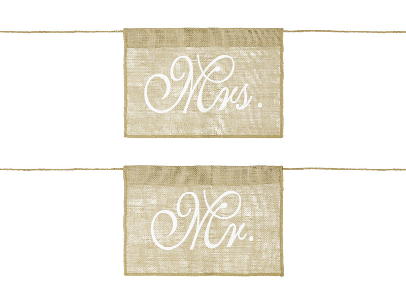 Zawieszki na krzesło Mr Mrs – opakowanie 2 sztuki