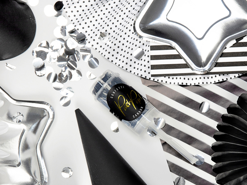 Opakowanie push pop konfetti srebrny