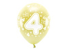 Balony Eco 33 cm, Cyfra '' 4 '', jasny złoty (1 op. / 6 szt.)