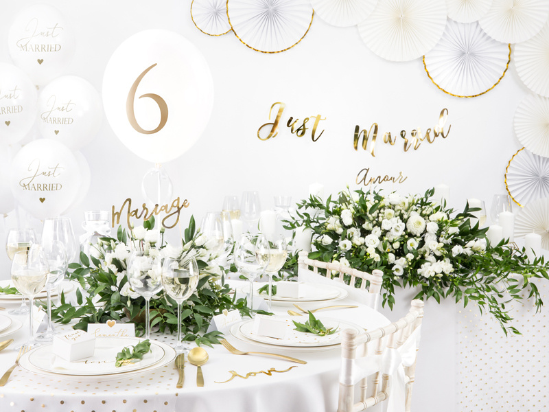 Balony Just Married Pure White 30cm – zdjęcie aranżacji balonowej